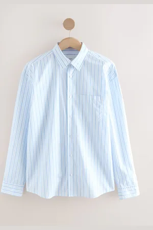 Next Stripe Poplin Long Sleeve Oxford 100% Cotton Shirt