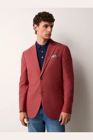 Next Coral Regular Fit Textured Linen Blend Blazer
