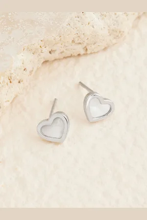 Next Sterling Mother Of Pearl Heart Earrings