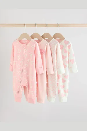 Next Baby Two Way Zip Footless 100% Cotton Sleepsuits 4 Pack (0mths-3yrs)