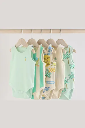 Next Stripe/ Pineapple Print Vest Baby Bodysuits 5 Pack