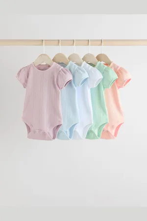 Next Pastels Short Sleeve Pointelle Baby Bodysuits 5 Pack