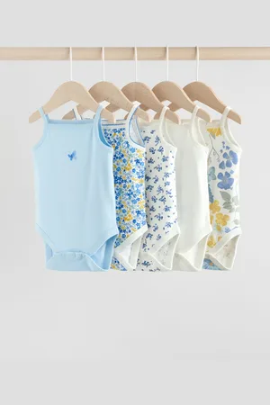 Next Ditsy Baby Strappy Vest 100% Cotton Bodysuit 5 Pack