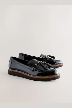 Next Standard/Wide Fit Forever Comfort Chunky Patent Tassel Detail Loafers