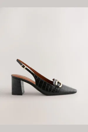 Next Standard/Wide Fit Forever Comfort Square Toe Hardware Slingback Block Heels