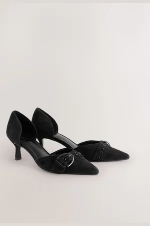 Next Forever Comfort Leather Point Toe Eyelet Buckle Kitten Heel Shoes