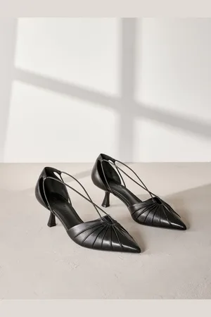 Next Signature Leather Point Toe Tube Strap Kitten Heels