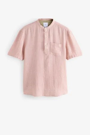 Next Overhead Cotton Linen Blend Short Sleeve Shirt