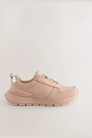 Next Pink Forever Comfort Leather Wedge Lace Up Trainers