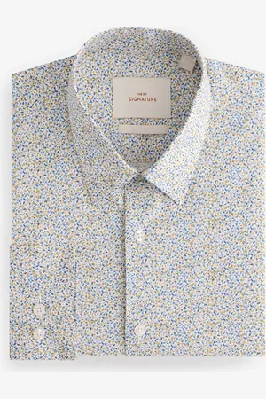 Next Scattered Leaves Regular Fit Signature Collection 100% Italian Fabric Printed Formal Shirt