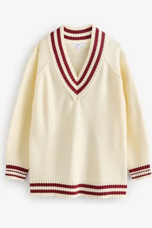 Next /Ecru V-Neck Cricket Jumper With Cotton