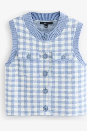 Next Gingham Crew Neck Knitted Pattern Tank With Pockets