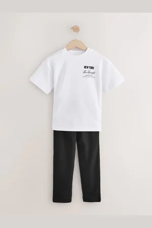 Next White/ Short Sleeve T-Shirt and Joggers Set (3-16yrs)