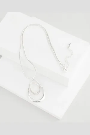 Next Tone Swirl Oval Pave Necklace