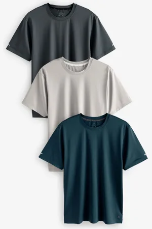 Next Slate/Teal /Grey Active Gym And Training Textured T-Shirts 3 Pack