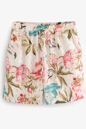 Next Pastel Floral Print Broderie Stretch 100% Cotton Waist Shorts