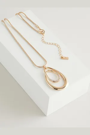 Next Tone Swirl Oval Pave Necklace