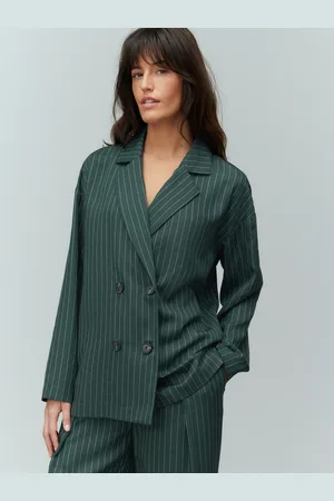Next Relaxed Lightweight Double Breasted Stripe Blazer