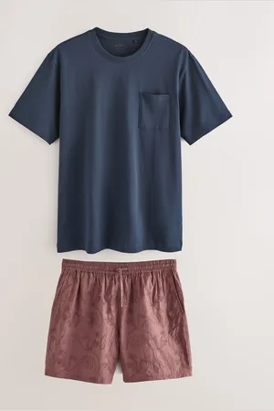 Next Rust Embroidered Woven 100% Cotton Short Pyjamas Set
