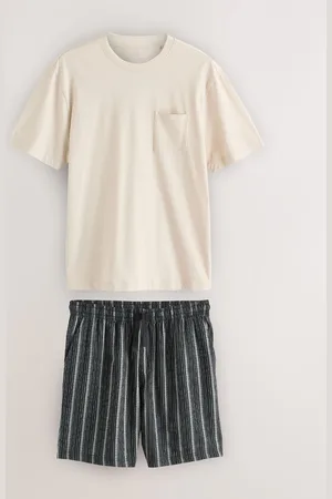 Next Neutral Brown/ 100% Cotton T-Shirt And Woven Shorts Set