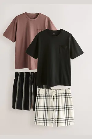Next Stripe/Blush Pink Check Pyjamas Shorts Set 2 Pack