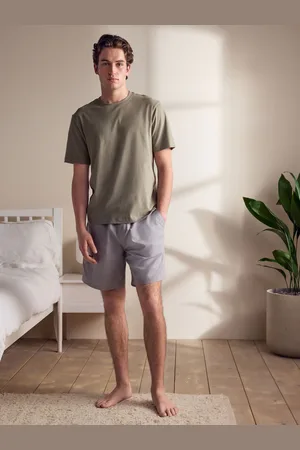 Next Sage Green/ Linen Blend Pyjamas Shorts Set