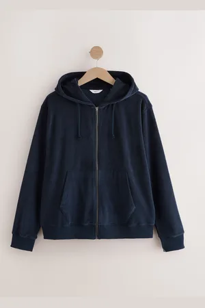Next Blue Towelling Zip Through Hoodie