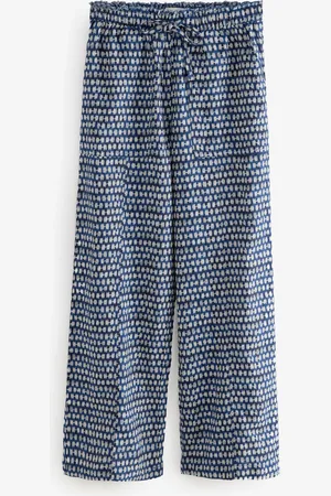 Next Wide Leg Pull-On Linen Blend Trousers