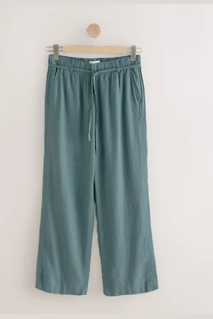 Next Tie Waist Wide Leg Linen Blend Trousers