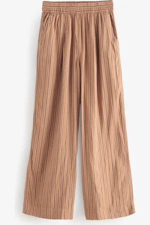 Next Orange Stripe Linen Rich Wide Leg Trousers