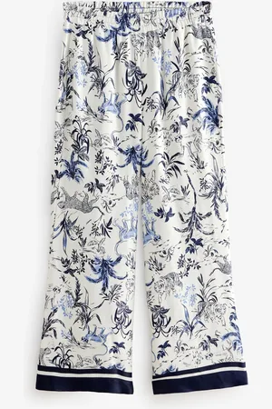 Next /Blue Animal Print Wide Leg Satin Trousers