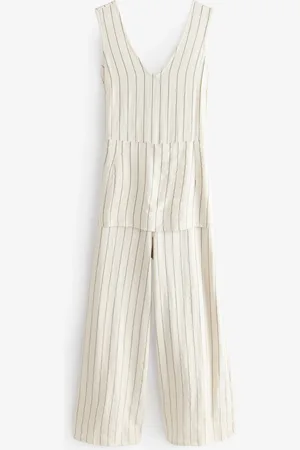 Next Stripe Tie Waist V-Neck Jumpsuit