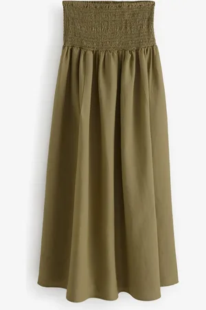 Next Boho Khaki Drop Waist Maxi Skirt