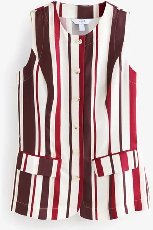 Next Red/Ecru Stripe Long Line Sleeveless Waistcoat