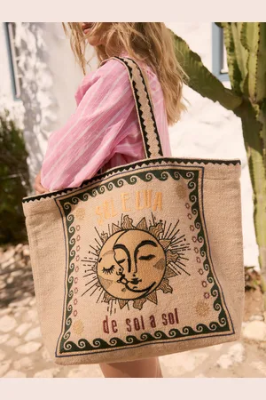 Next Natural Embroidered Jute Shoulder Bag