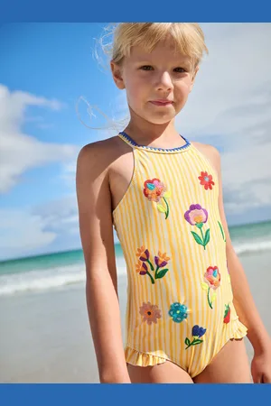Next Yellow Stripe Embroidered Swimsuit (3-16yrs)