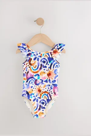Next /Orange Frill Shoulder Swimsuit (3mths-7yrs)