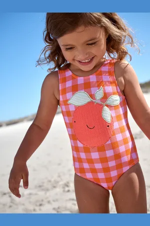 Next Purple/Orange Check Swimsuit (3mths-7yrs)