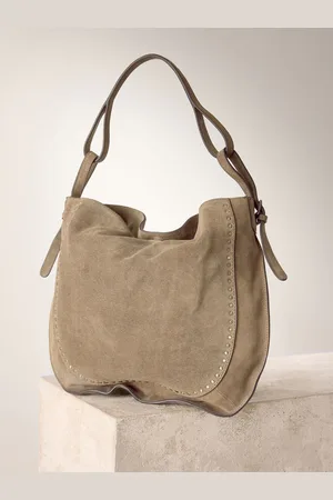 Next Sand Leather Stud Shoulder Boho Bag