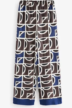 Next /Brown Geo Print Wide Leg Jersey Trousers