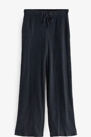 Next Wide Leg Drawstring Textured Trousers