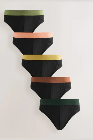 Next Green/Rust Textured Waistband Briefs 5 Pack