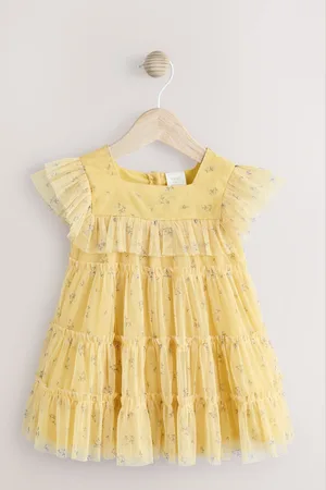 Next Yellow Floral Mesh Baby Dress (0mths-2yrs)