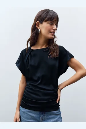 Next Satin Ruched Short Sleeve Top