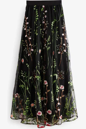 Next Embroidered Mesh Tulle Boho Maxi Skirt