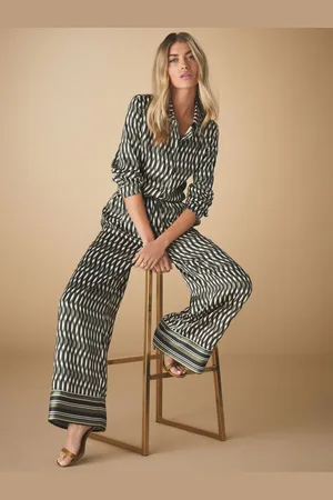 Next Geo Print Satin Wide Leg Trousers