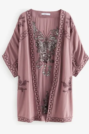 Next Mauve Butterfly Longline Kimono Cover-Up