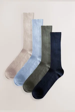 Next /Green/Neutral Signature Mercerised Ribbed Socks 4 Pack