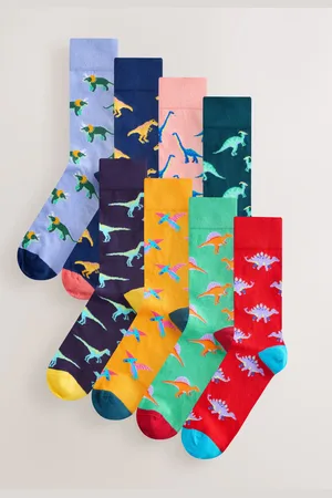 Next Bright Red/ /Orange Dinosaur Pattern Socks 8 Pack