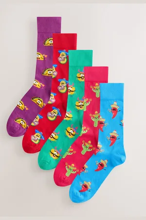 Next Bright Red/ /Green Fun Pattern Socks 5 Pack